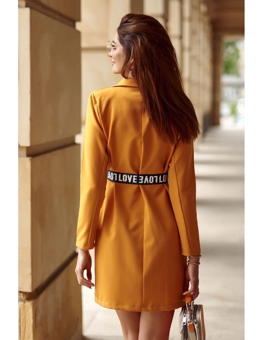 Long mustard jacket dress FG575 - Online store - Boutique